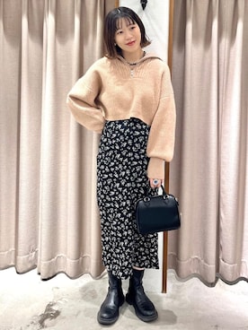 「archives（アルシーヴ）のアイテム（スカート）」を使った、archivesさん（レディース・157cm）の冬コーディネート