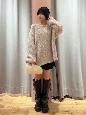 「archives（アルシーヴ）のラメブークレバックシャンミドルニット（ニット/セーター）」を使った、archivesさん（レディース・162cm）の冬コーディネート