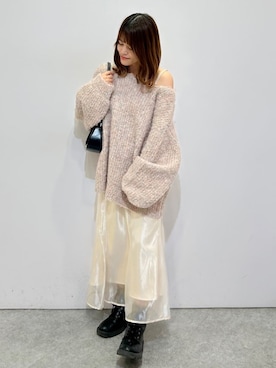 「archives（アルシーヴ）のラメブークレバックシャンミドルニット（ニット/セーター）」を使った、archivesさん（レディース・150cm）の冬コーディネート