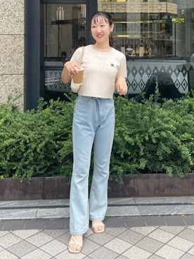 「ロゴニット」｜「アイテム（サンダル）」を使った、archivesさん（レディース・157cm）の夏コーディネート