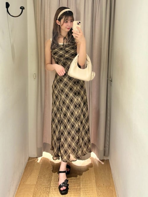 セール】バイアスチェックフレアキャミワンピース（ワンピース