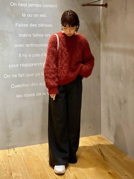 「ケーブルニット」｜「アイテム（スラックス）」を使った、archivesさん（レディース・152cm）の冬コーディネート