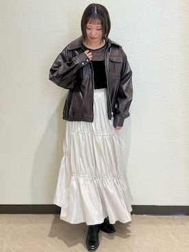 「archives（アルシーヴ）のアイテム（ブルゾン）」を使った、archivesさん（骨格ウェーブ・レディース・157cm）の秋コーディネート