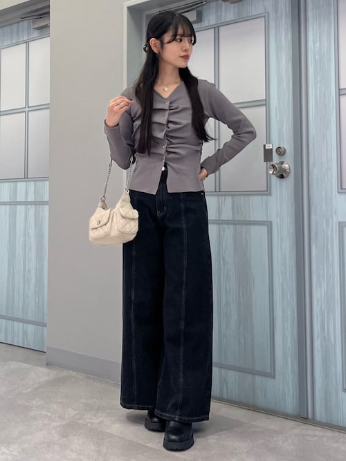 リボン刺繍ワイドデニム（デニムパンツ）｜archives（アルシーヴ）の