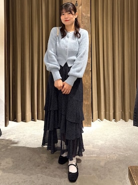 「archives（アルシーヴ）のハートボタンフェザーニットカーディガン（ニット/セーター）」を使った、archivesさん（レディース・160cm）の秋コーディネート