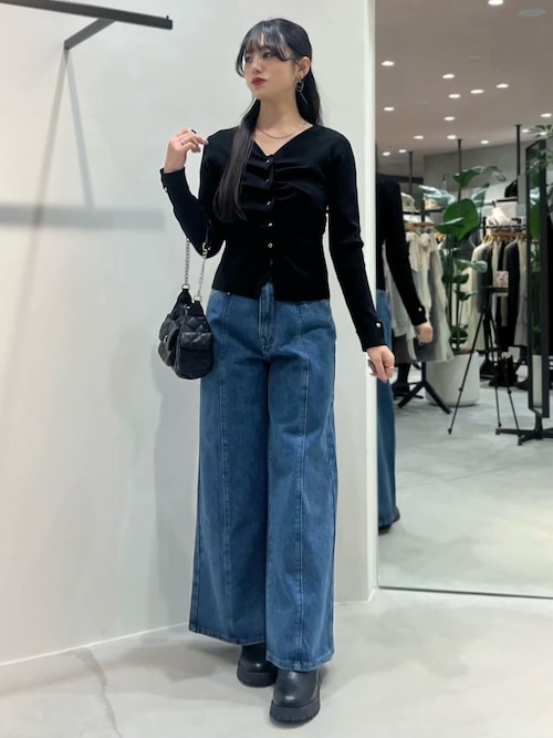 ロゴ刺繍ワイドデニム（デニムパンツ）｜archives（アルシーヴ）の