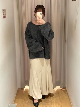 「archives（アルシーヴ）のラメブークレバックシャンミドルニット（ニット/セーター）」を使った、archivesさん（レディース・153cm）の冬コーディネート