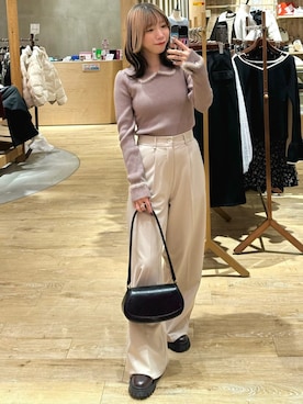 「襟付きトップス」｜「アイテム（スラックス）」を使った、archivesさん（レディース・152cm）の冬コーディネート