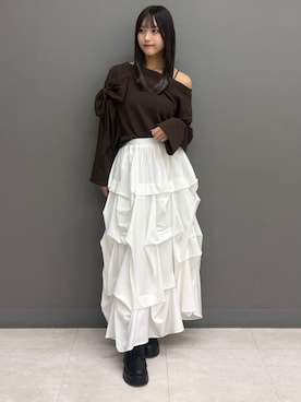 「archives（アルシーヴ）のホイップタックスカート（スカート、ホワイト系）」を使った、archivesさん（レディース・160cm）の秋コーディネート