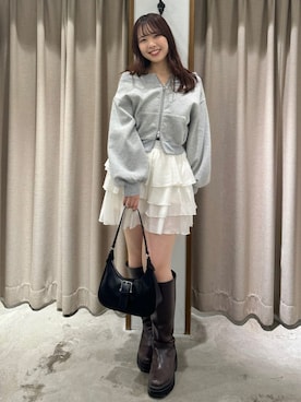 「ティアードスカート」｜「アイテム（スウェット）」を使った、archivesさん（レディース・157cm）の冬コーディネート