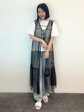「Tシャツ×デニム」｜「アイテム（ワンピース/ドレス）」を使った、archivesさん（レディース・162cm）の夏コーディネート