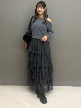「archives（アルシーヴ）の２ｗａｙテレコバンドゥキャミソール（キャミソール、ホワイト系）」を使った、archivesさん（レディース・160cm）の秋コーディネート