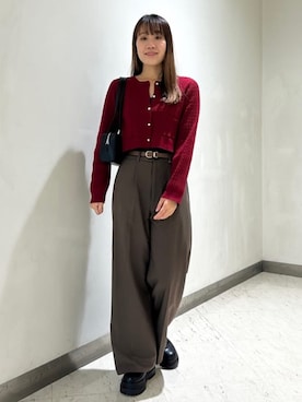 「ケーブルニット」｜「アイテム（スラックス）」を使った、archivesさん（レディース・162cm）の秋コーディネート