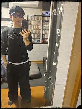 「アイテム（ウォレットチェーン）」を使った、RA$H-KOOさん（メンズ・174cm）の冬コーディネート