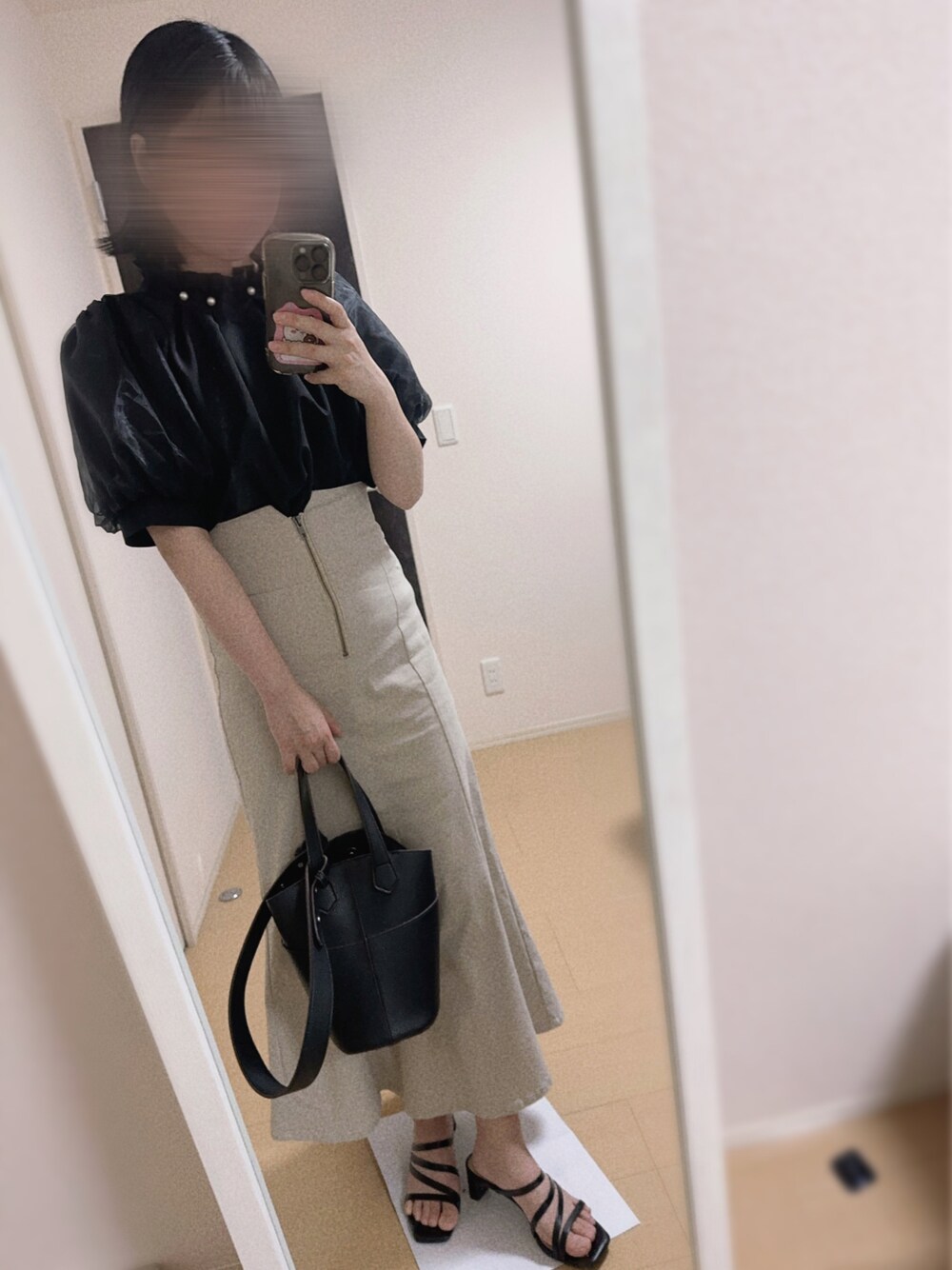 「しまむら、プチプラ」｜「GUのアイテム（サンダル、ブラック系）」を使った、maaa。さん（レディース・154cm）の夏コーディネートの1枚目の写真