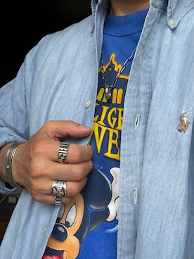 「RALPH LAUREN（ラルフ ローレン）の'90s BLAIRE（シャツ/ブラウス、ブルー系）」を使った、Koji Shoさん（メンズ・164cm）の夏コーディネート