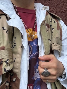 「MILITARY（ミリタリー）のアイテム」を使った、Koji Shoさん（メンズ・164cm）の春コーディネート