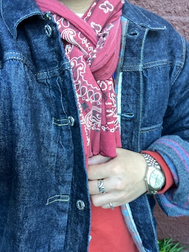 「TCB jeans（ティーシービージーンズ）のアイテム（ジャケット/アウター）」を使った、Koji Shoさん（メンズ・165cm）の秋コーディネート
