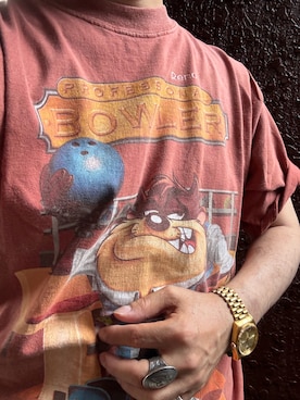 「VINTAGE（ヴィンテージ）の™️&©️2000 ワーナー・ブラザース（Tシャツ/カットソー、オレンジ系）」を使った、Koji Shoさん（メンズ・164cm）の夏コーディネート