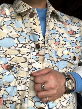 「70'sコーデ」｜「アイテム（デニムジャケット）」を使った、Koji Shoさん（メンズ・165cm）の春コーディネート