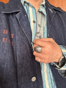 「アイテム（カバーオール）」を使った、Koji Shoさん（メンズ・164cm）の春コーディネート