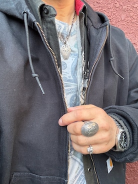 「Carhartt（カーハート）の'10s〜Active Jacket /Made in USA🇺🇸（ブルゾン、ブラック系）」を使った、Koji Shoさん（メンズ・164cm）の春コーディネート