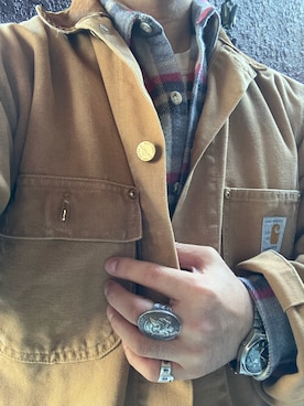 「アイテム（カバーオール）」を使った、Koji Shoさん（メンズ・164cm）の秋コーディネート