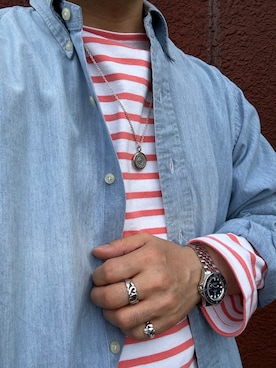 「SAINT JAMES（セントジェームス）のアイテム」を使った、Koji Shoさん（メンズ・164cm）の春コーディネート