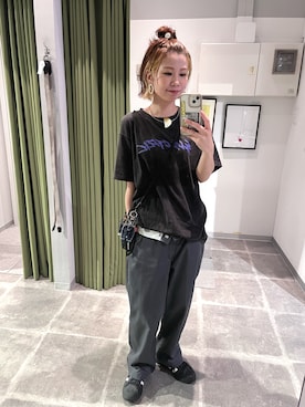 「Dickies（ディッキーズ）のDickies(ディッキーズ)/874 ワークパンツ TWILL WORK PANT ORIGINAL TCツイル センタープレス オリジナルフィット（チノパンツ）」を使った、まゆみんさん（レディース・153cm・40代）の夏コーディネート