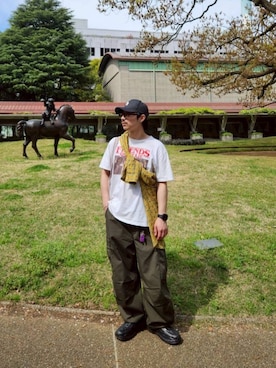 「BEAMS（ビームス）のアイテム（キャップ）」を使った、なかしょうさん（メンズ・171cm）の春コーディネート