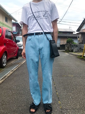 「MARTINE ROSE（マーティンローズ）のアイテム（トップス）」を使った、鳥岡さん（メンズ・169cm）の夏コーディネート