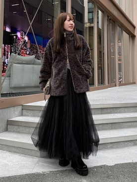 「ファーコート」｜「アイテム（その他アウター）」を使った、hanaeさん（レディース・153cm）の秋コーディネート