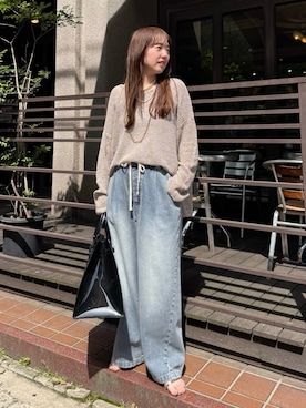 「アイテム（ニット/セーター）」を使った、hanaeさん（レディース・153cm）の夏コーディネート