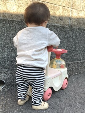 「おんなのこコーデ」｜「アイテム（スウェット）」を使った、Uさん（キッズ・70cm）の秋コーディネート