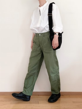 「アイテム（チノパンツ）」を使った、なりの介さん（レディース・159cm）の秋コーディネート