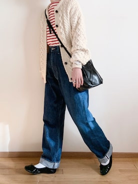 「アイテム（カーディガン/ボレロ）」を使った、なりの介さん（レディース・159cm・30代）の秋コーディネート