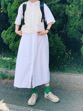 「KEEN（キーン）のアイテム」を使った、なりの介さん（レディース・160cm）の夏コーディネート