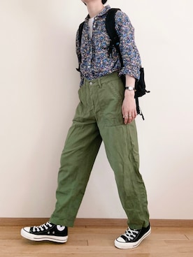 「アイテム（チノパンツ）」を使った、なりの介さん（レディース・159cm）の秋コーディネート