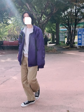 「アイテム（ナイロンジャケット）」を使った、なりの介さん（レディース・159cm）の秋コーディネート