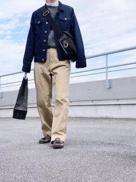 「アイテム（デニムジャケット）」を使った、なりの介さん（レディース・159cm・30代）の秋コーディネート