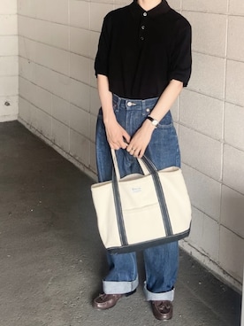 「アイテム（その他シューズ、ブラウン系）」を使った、なりの介さん（レディース・159cm）の夏コーディネート