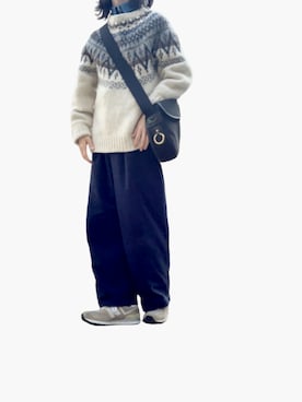 「NEW BALANCE（ニューバランス）のML574（スニーカー）」を使った、なりの介さん（レディース・159cm）の冬コーディネート