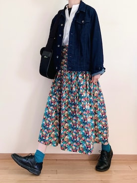 「アイテム（スカート）」を使った、なりの介さん（レディース・159cm・30代）の秋コーディネート