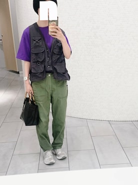 「アイテム（チノパンツ）」を使った、なりの介さん（レディース・159cm）の秋コーディネート