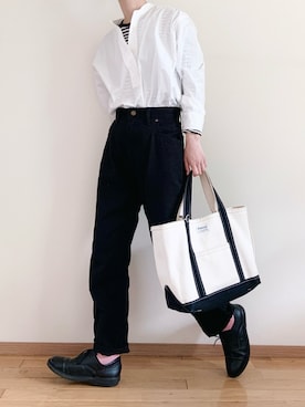 「MHL.（エムエイチエル）のアイテム」を使った、なりの介さん（レディース・160cm）の春コーディネート
