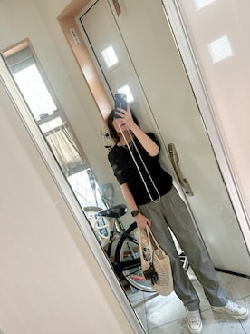 「アイテム（かごバッグ）」を使った、sawawaさん（レディース・157cm）の夏コーディネート