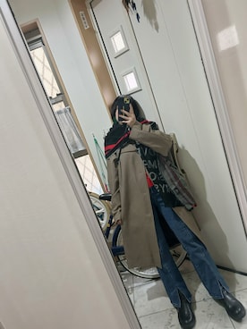 「ママファッション」｜「アイテム（ステンカラーコート）」を使った、sawawaさん（レディース・157cm）の冬コーディネート