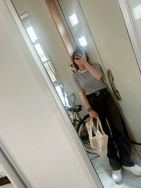「H&M（エイチ・アンド・エム）のアイテム（かごバッグ）」を使った、sawawaさん（レディース・157cm）の夏コーディネート