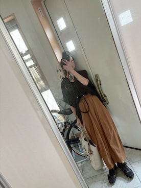 「KEYUCAのアイテム（シャツ/ブラウス、ブルー系）」を使った、sawawaさん（レディース・157cm）の夏コーディネート