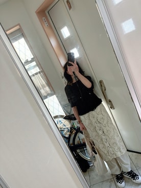 「UNIQLO（ユニクロ）のアイテム（ニット/セーター、ブラック系）」を使った、sawawaさん（レディース・157cm）の夏コーディネート